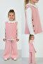 Pink Knitted Patterned Sweater Three-Piece Girls' Set