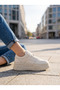 Genuine Leather Lace-Up Comfort High Sole Women's Sneaker Shoes Cream - 2