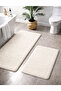 Plush Non-Slip Base Machine Washable 2-Piece Large XL Size Bathroom Mat Set (80X120 80X50) Ecru