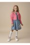 My Little One's Rose Printed Stone Detailed Denim Dress with Thessaloniki Jacket, Girl's 2-Piece Set - Fuchsia
