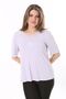 Women's Large Size Lilac Collar Detailed Short Sleeve Blouse 65N37852 - 4