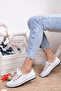 Genuine Leather White Women's Leather Ballerinas Dp16-0061 - 2
