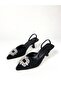 Black satin rhinestones 5 cm high heels 0480 - 4