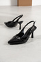 Women's Black Patent Leather Biana Model Double Banded Buckle Detailed Light Classic Heeled Shoes - 5