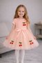 Lulu Cherry Short Sleeve Girl Baby Kids Cherry Puffy Tutu Dress Princess Stretchy Lycra Salmon