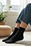Cotton Women's Elasticless Black Ruffled Seamless Socks 3-Piece / Non-Marking / Non-Tightening Socks - 5