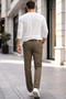 Men's Light Brown Lycra Canvas Trousers with Pockets Casual Chino Regular Cut - 2