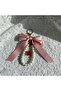 Bowknot Glass Pearl Bag Ornament Handmade Bag Charm with Gold and Silver Ring - 3
