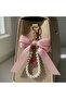 Bowknot Glass Pearl Bag Ornament Handmade Bag Charm with Gold and Silver Ring
