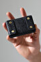 Genuine Leather Black Palm Card Holder, Real Leather Minimal Card Holder, Single Snap Wallet, Unisex - 5