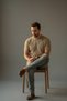 Crew Neck Knitwear Knitted Men's T-Shirt Plain Striped 4 Pieces Black Gray Beige Green Short Sleeve - 2