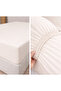 Ranforce 100% Cotton Solid Color Cream Elastic Sheet and 4 Pillows Double Duvet Cover Set - 4