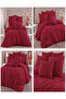 Ranforce 100% Cotton Solid Color Claret Red Single Duvet Cover Set with Elastic Sheet and 2 Pillows - 3