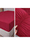 Ranforce 100% Cotton Solid Color Claret Red Single Duvet Cover Set with Elastic Sheet and 2 Pillows - 4
