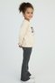 Beige Letter Printed Sweatshirt and Plaid Pants Girls' Set - 3