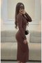 Women's V-Neck Lace Detailed Long Stylish Pencil Dress - 4