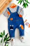 Unisex Baby Striped Long Sleeve Sweatshirt Monster Jeans Salopet Denim