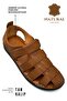 100% Genuine Leather Closed Toe Men's Sandals Syringe Tan