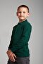 Long Sleeve Polo Neck Dark Green Combed Cotton - 4