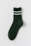6 Pairs Striped College Socks Black Green Red Cotton Tennis Socks Set - 9