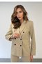 Modern Fit Straight-Leg Trousers Cream Double-Breasted Jacket Office Style Suit - 3