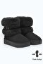 Women's Black Suede Fur Lined High Thick Sole Winter Boots