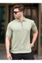 Men's Polo Neck Zippered Knitwear T-Shirt - 6