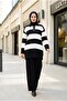 Women's Striped Standard Buttoned Shirt Collar Hijab Suit
