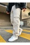 Double Pocket Detail Stone Color Cargo Baggy Trousers - 6