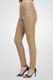 Women Regular Fit Plain Leather Pants, Beige - 4