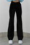 Black Lycra Super High Waist Loose Jeans Palazzo Trousers. (SUPER HIGH) Wide Leg - 3