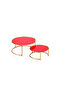 Set of 2 Matte Gold Small Size Metal Presentation Plates Serving Plates Red Plexiglass - 2