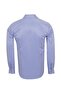 Men's Blue Cotton Diagonal Fabric Bias Striped Slim and Regular Fit Long Sleeve Shirt - 2