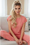 Salmon Soft Touch Thin Seasonal Lace Detailed Knitted Pajama Set7864