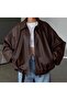 Women's Oversize Leather Jacket – Oversize Zippered Belt Detailed Casual Women's Jacket Aci Brown