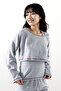 Women's Gray Melange Waffle 3-Piece Long Sleeve Trousers Pajama Set - 2