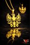 Stainless Steel Gold Color Double Headed Eagle Necklace - 2
