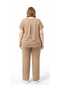 LARGE SIZE AEROBIN FABRIC SHOULDER OPEN COLLAR LACE-UP SHORT SLEEVE WAIST RUBBER WIDE MOLD TREND SET - 3