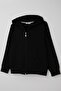 Boy's Cardigan Basic Hooded Zipper Cardigan 6-10 Years, Black - 6