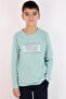 Boy's Long Sleeve T-Shirt Text Printed 6-12 Years, Water Green