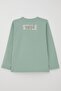 Boy's Long Sleeve T-Shirt Text Printed 6-12 Years, Water Green - 5