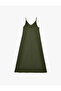 Aerobin Fabric Wooden Bead Detailed Long Satin Dress with Rope Straps - 4