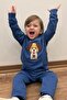 Baby Boy Tracksuit Set Cute Puppy Embroidered Kangaroo Pocket 9 Months-3 Years, Indigo - 4
