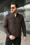 Men's Brown Water and Wind Resistant Slim Fit Lined Seasonal Coat - 6