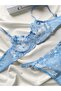 Lace Bralet Bra Panty Set Transparent Blue Heart - 4