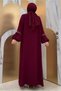 Women's Burgundy Stone Striped Detail Dress Suit t 7563 - 4