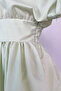 Blz-06285 Mint Green Round Neck Double Sleeve Side Zipper Pleated Blouse - 8