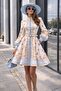 Linen Fabric Zimmerman Model Coated Button Belt Detail Women's Dress