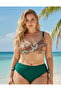 Women's Emerald Green Ethnic Pattern Large Size Bikini Suit Hzl25S-Lc3310 - 3
