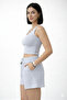 Women's Elastic Waist Shorts Crop Bottom Top Double Set - 3